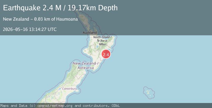 Map of off the east coast of the North Island of New Zealand