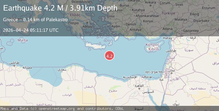 Map of Offshore Crete, Greece