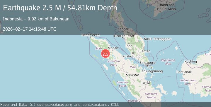 Map of northern Sumatra, Indonesia