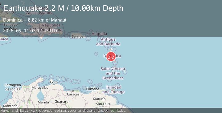 Map of Dominica region, Leeward Islands