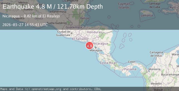 Map of near the coast of Nicaragua