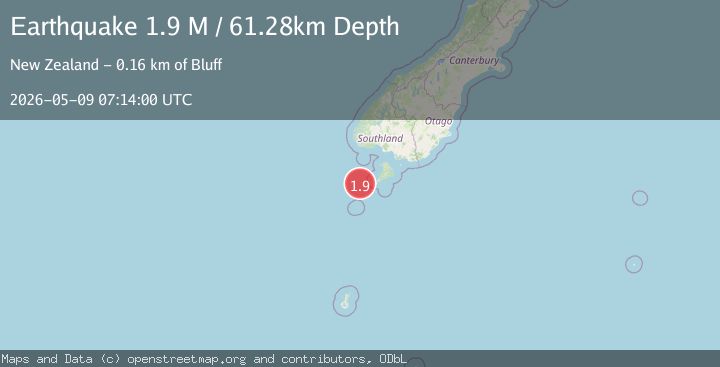 Map of off the west coast of the South Island of New Zealand