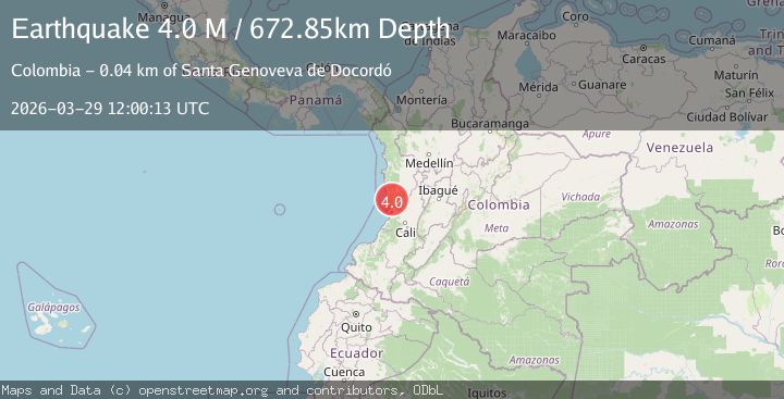 Map of near the west coast of Colombia