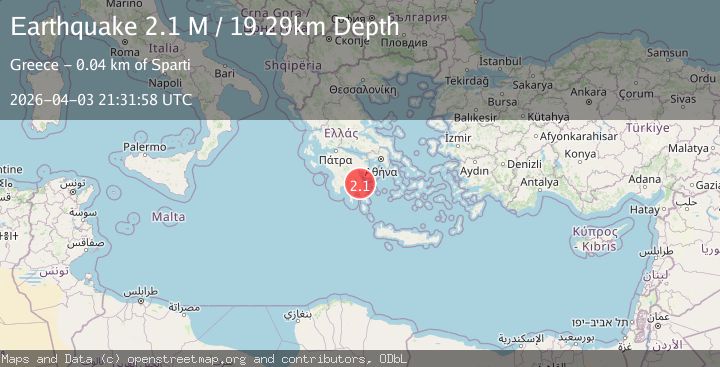 Map of Peloponnese Region, Greece