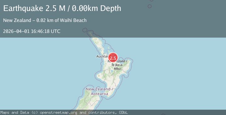 Map of North Island of New Zealand