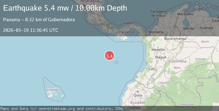 Map of south of Panama