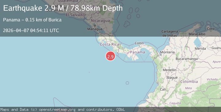 Map of off the coast of Costa Rica
