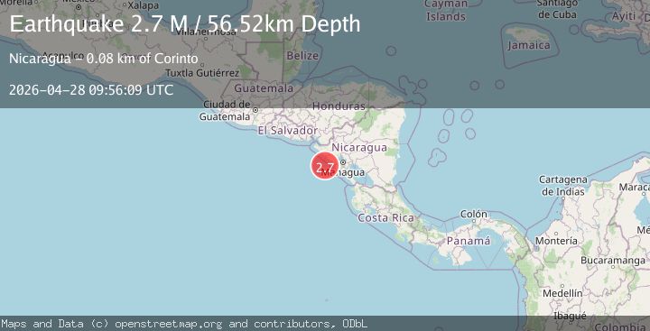 Map of near the coast of Nicaragua