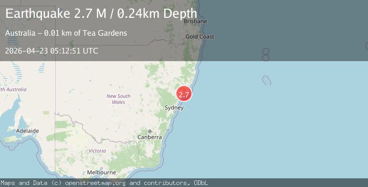 Map of near the southeast coast of Australia