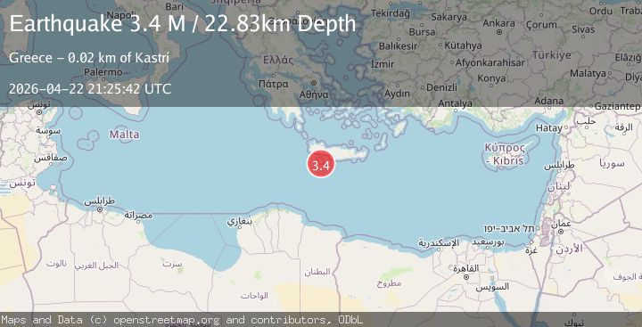 Map of Offshore Crete, Greece