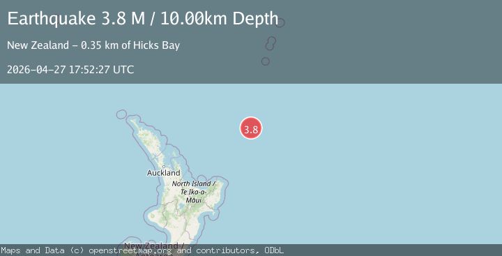 Map of south of the Kermadec Islands