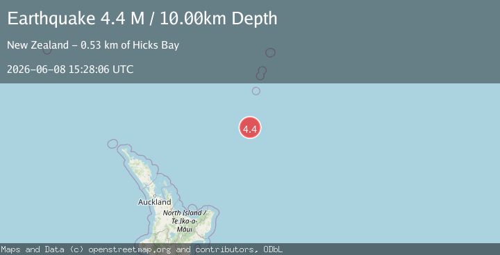 Map of south of the Kermadec Islands