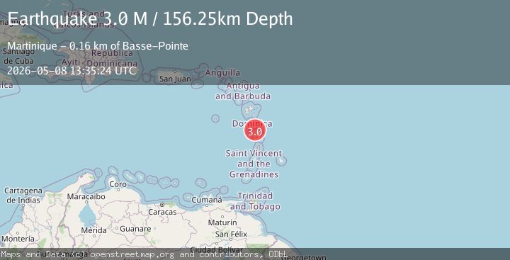 Map of Martinique region, Windward Islands