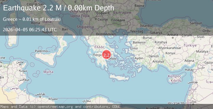 Map of Peloponnese Region, Greece