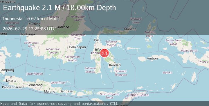 Map of Sulawesi, Indonesia