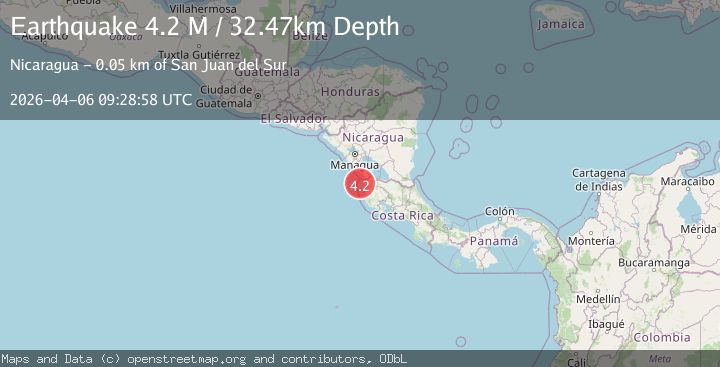 Map of off the coast of Costa Rica