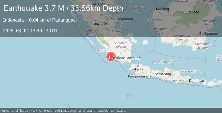 Map of southern Sumatra, Indonesia