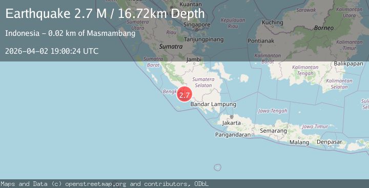 Map of southern Sumatra, Indonesia