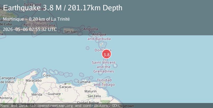 Map of Martinique region, Windward Islands