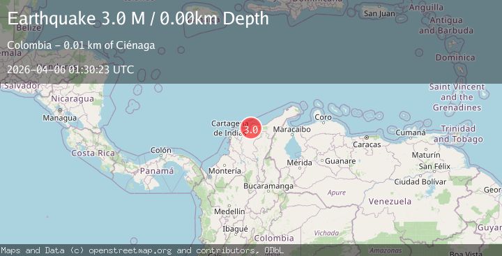 Map of near the north coast of Colombia