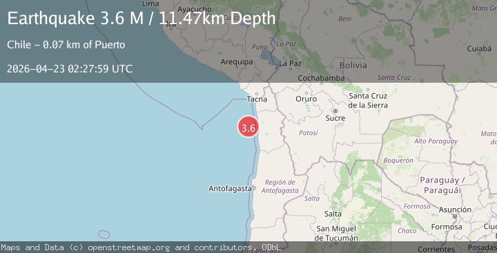 Map of near the coast of Tarapaca, Chile
