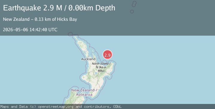 Map of off the east coast of the North Island of New Zealand