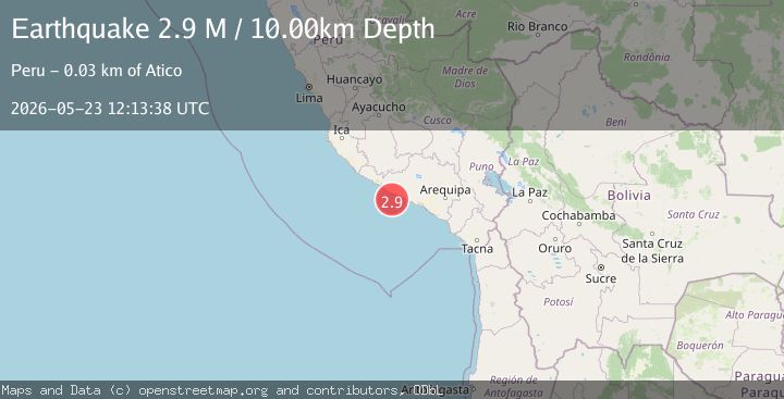 Map of near the coast of southern Peru