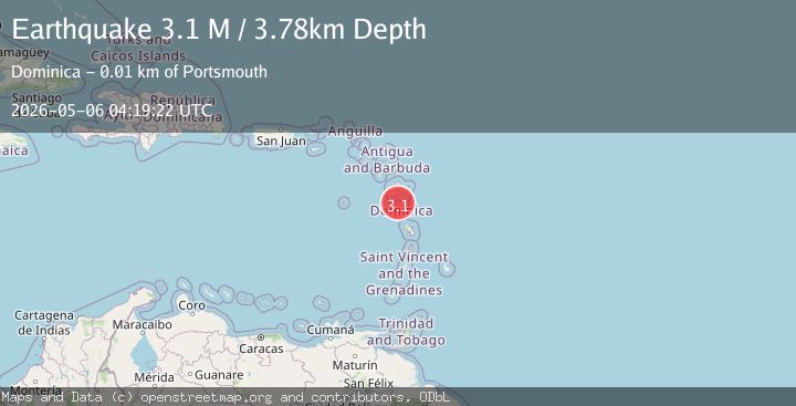 Map of Dominica region, Leeward Islands