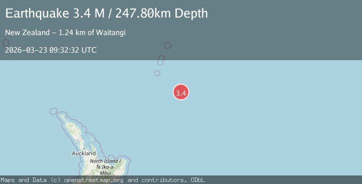 Map of south of the Kermadec Islands