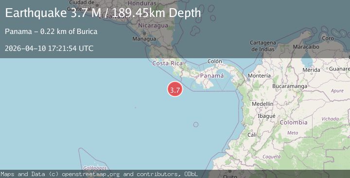 Map of off the coast of Costa Rica