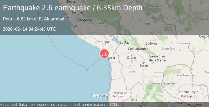 Map of near the coast of southern Peru