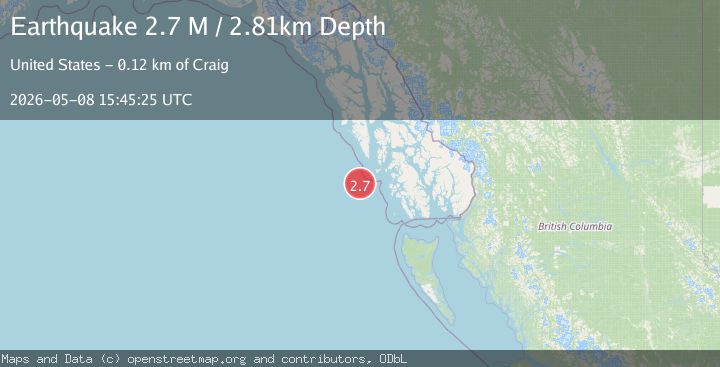 Map of off the coast of Southeastern Alaska