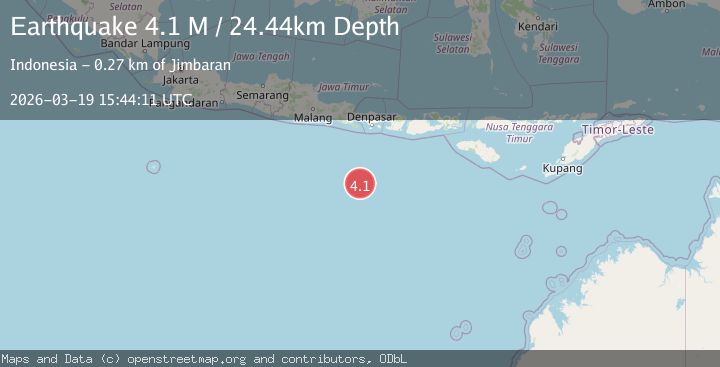 Map of south of Bali, Indonesia
