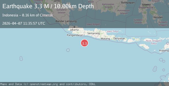 Map of south of Java, Indonesia