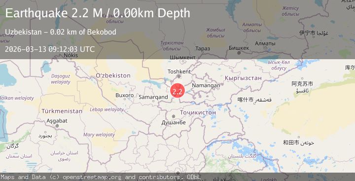 Map of eastern Uzbekistan