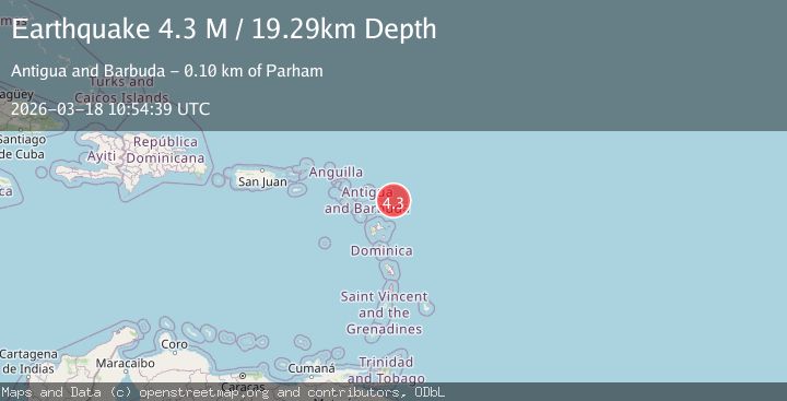 Map of Antigua and Barbuda region, Leeward Islands