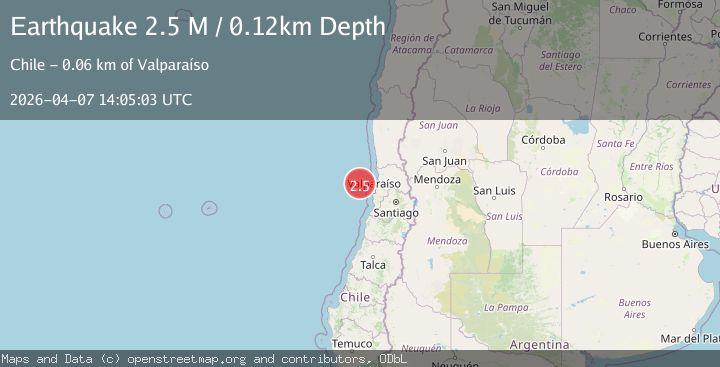 Map of offshore Valparaiso, Chile