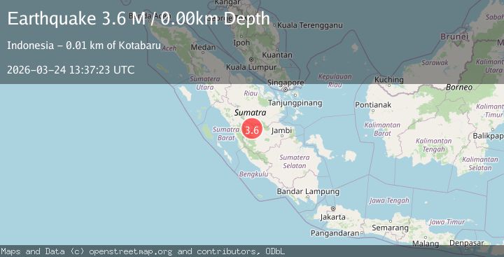 Map of southern Sumatra, Indonesia