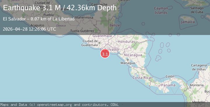 Map of offshore El Salvador