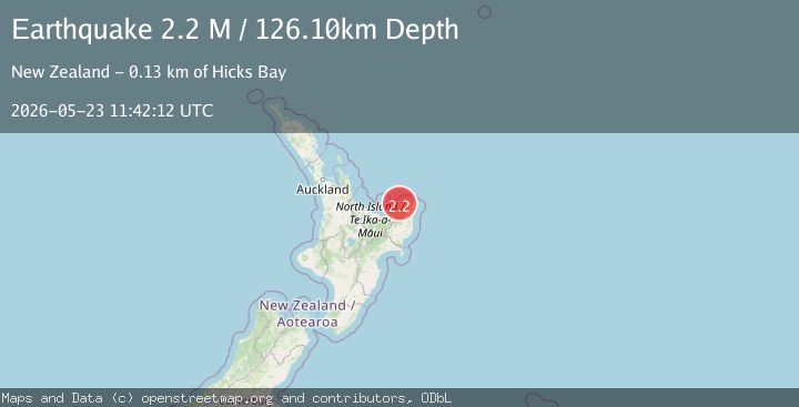 Map of off the east coast of the North Island of New Zealand