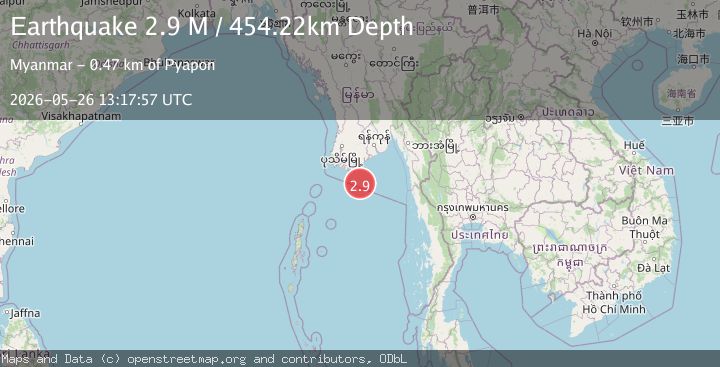Map of near the south coast of Myanmar
