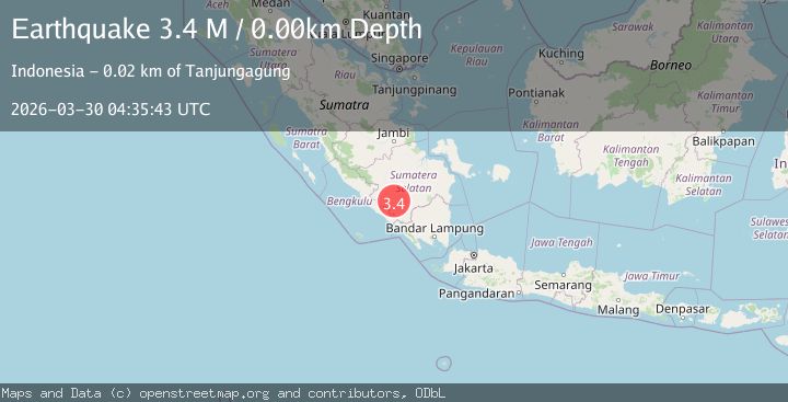 Map of southern Sumatra, Indonesia