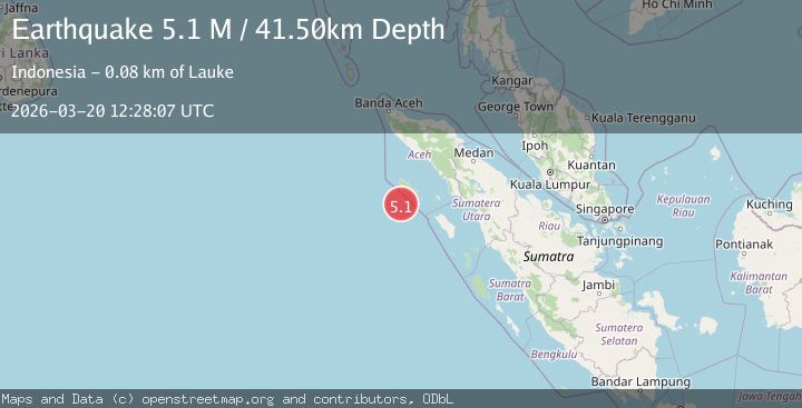 Map of off the west coast of northern Sumatra