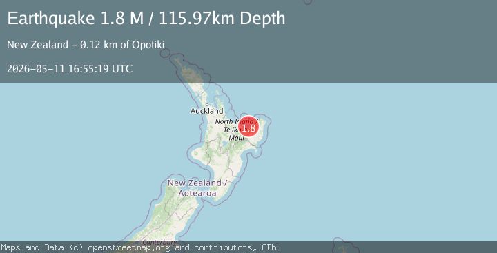 Map of off the east coast of the North Island of New Zealand