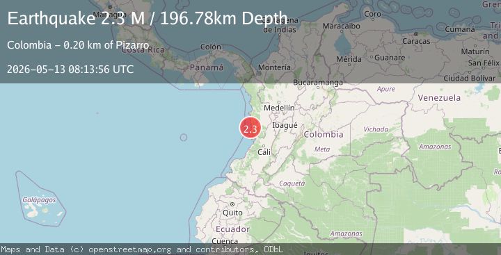 Map of near the west coast of Colombia