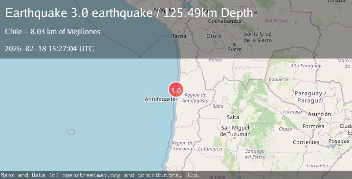 Map of near the coast of Antofagasta, Chile