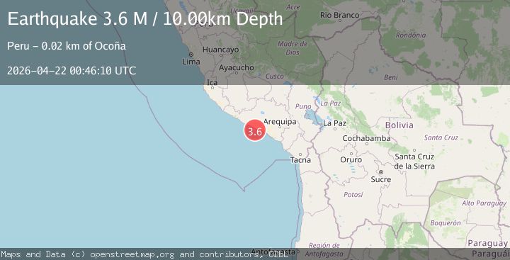 Map of near the coast of southern Peru