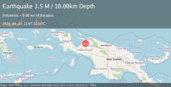 Map of near the north coast of Papua, Indonesia