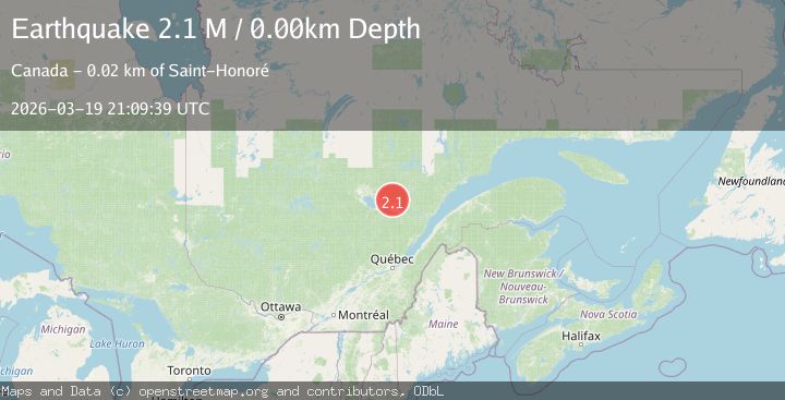 Map of southern Quebec, Canada