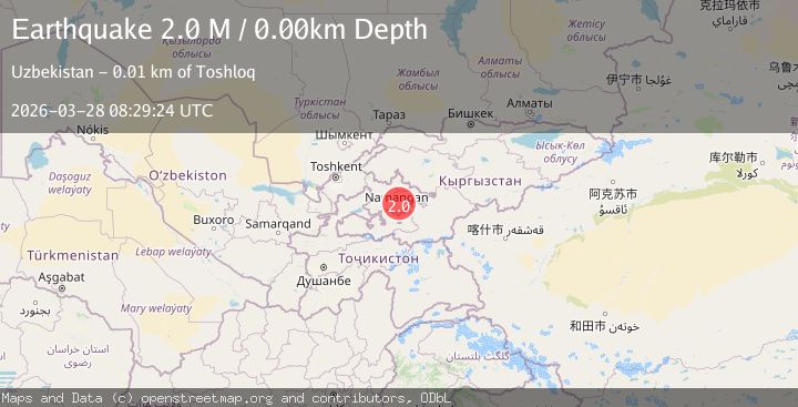 Map of eastern Uzbekistan